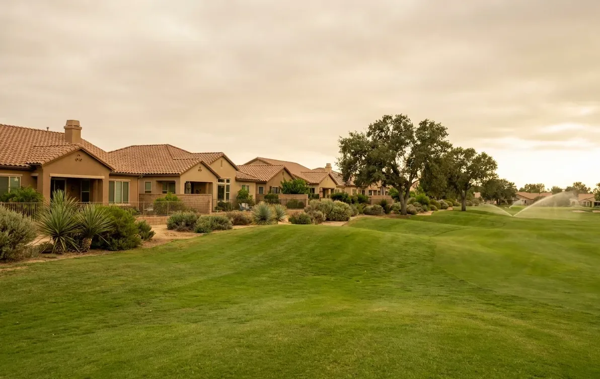 Houses backing directly onto a manicured fairway
