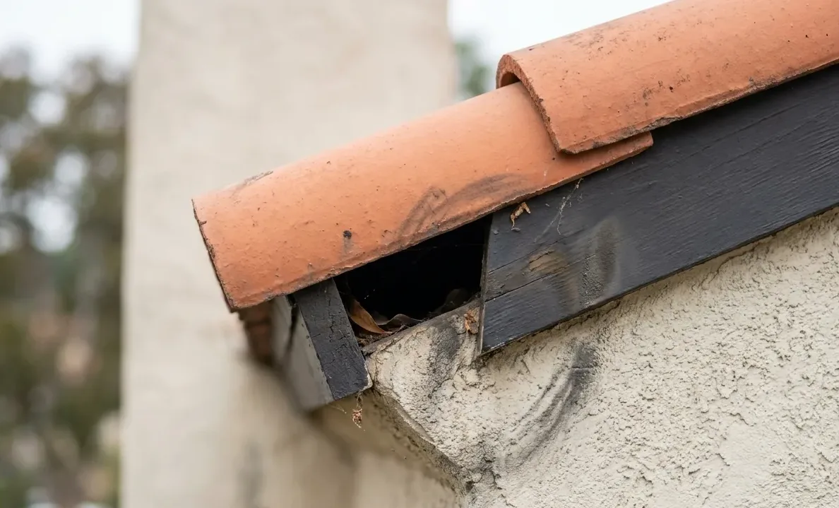 Entry gap where roof tile meets fascia board Entry gap where roof tile meets fascia board