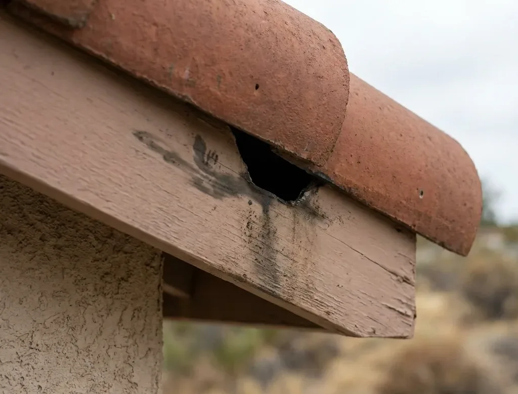 Entry gap at the fascia of a newer house